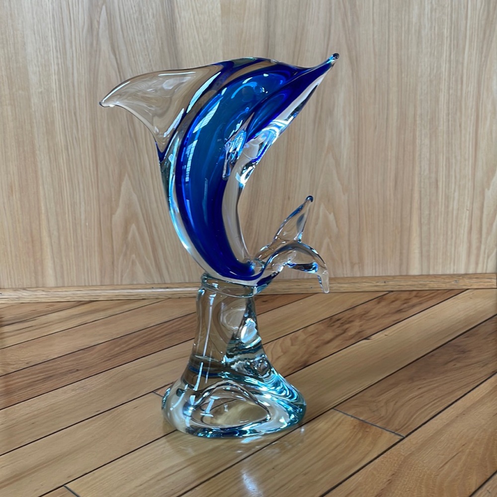 Vintage Large Murano Italian Art Glass Dolphin Sculpture